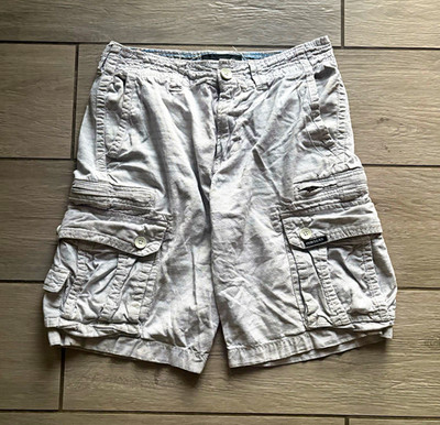 Vintage Early 2000s Y2K Baggy Style Quiksilver Striped Cargo Utility Shorts