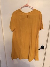 NEW Umgee Dress Small Embroidered Floral A-Line Mustard Yellow Mini Tunic Short