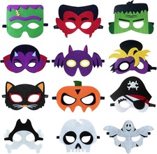 12pcs Halloween Felt Masks,Cosplay Dress Up Masquerade Party Eye Masks,Halloween