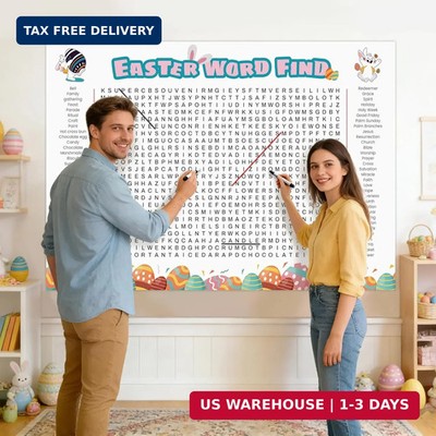WBCPATY Jumbo Large Size Easter Word Search Poster, 53'' X 36'' Giant Holiday Word