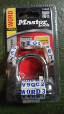 Master Lock Word & Number Combo Pad Lock 1534D New WHITE LOCK AND BLUE LETTERS