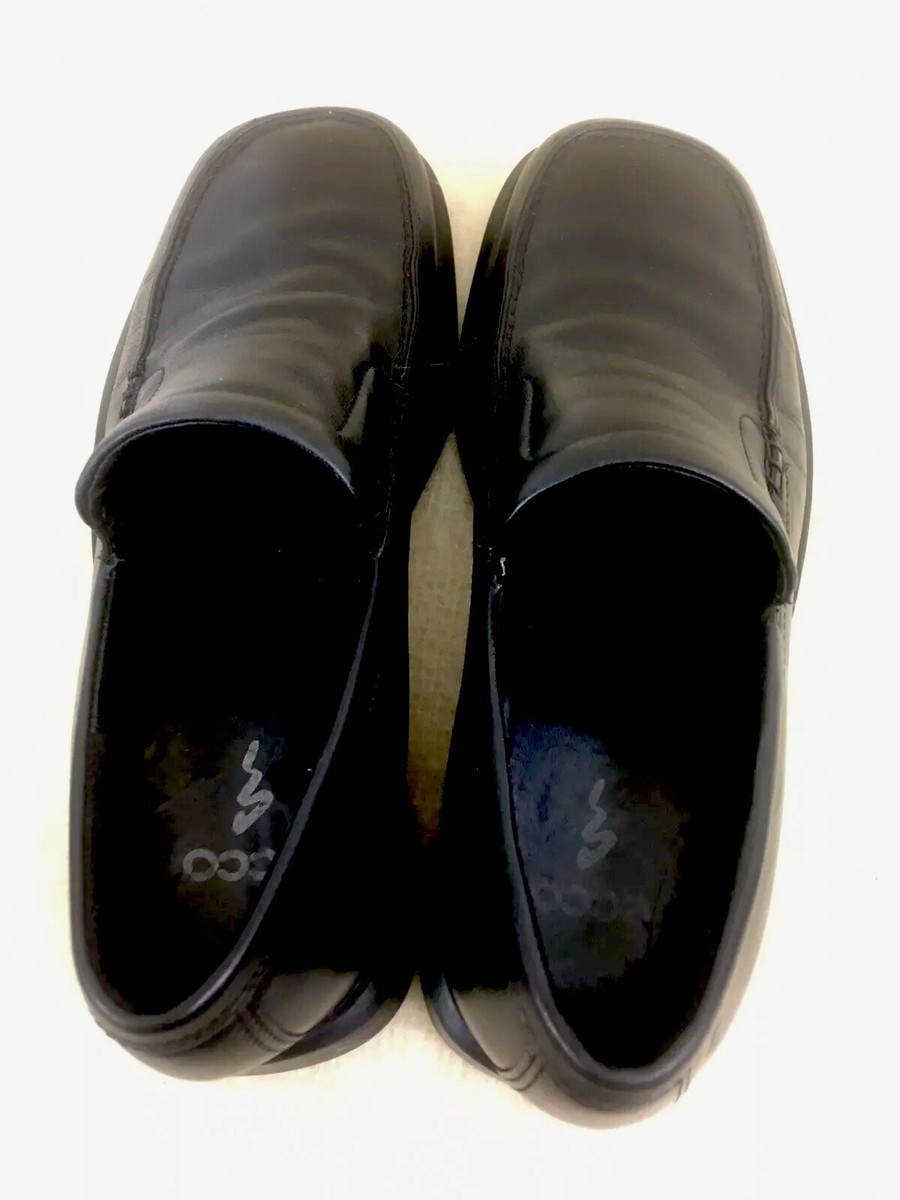 Ecco Loafer Shoes Black Leather Slip-ons Latex Sole Mens US  display picture 1