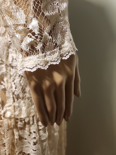 Vtg Jessica Mcclintock Floral Ivory Lace Maxi Peignoir Robe Long Sleeve Size M - Picture 7 of 12