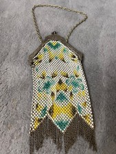 VTG Antique Mandalian Handbag Enamel Mesh Flapper Purse Ornate Floral Frame