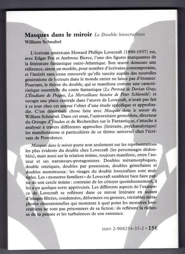 ★ WILLIAM SCHNABEL - MASQUES DANS LE MIROIR - LE DOUBLE LOVECRAFTIEN ★ - Picture 2 of 2