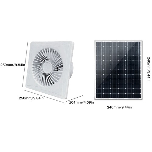 Solar 12V Exhaust Fan Wall Mounted Vent Fans for Bathroom Kitchen Toilet - Picture 9 of 10