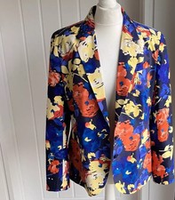 Great Plains Bright Colourful Blue Orange Yellow Floral Jacket Lined 38”