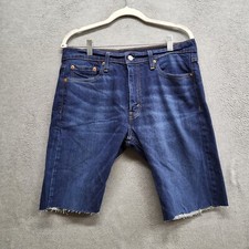 Levi's 513 Men Shorts 32 Blue Denim Jean Slim Cutoff Mid Rise READ