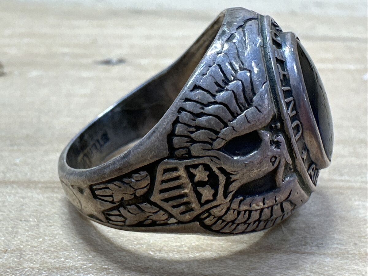 Vintage US Air Force Sterling Silver Men's Ring w Blue Stone Vintage US Air Force Sterling Silver Men's Ring w Blue Stone