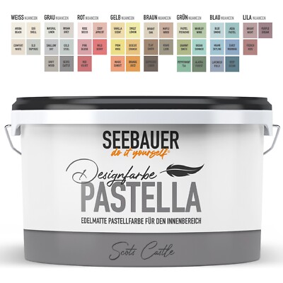 SEEBAUER diy  Design-Pastellfarbe PASTELLA, Edelmatte Wandfarbe für Innen 2,5 l