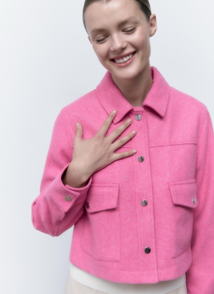 Zara Metal Button Cropped Fushia Jacket Size Small | eBay
