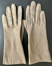 Vintage Taupe Genuine Leather Gloves. Size 6 1/2