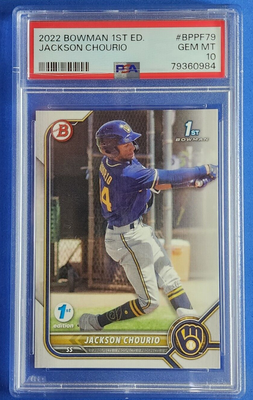 2022 Jackson Chourio BPPF-79 PSA 10 Bowman Prospect 1st Edition Rookie Card!