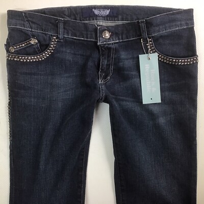 NEU MIT ETIKETT DAMEN ROCK & REPUBLIC HAGER BOOTCUT BLAUE JEANS GRÖSSE 12 R W30 L32 (389H)