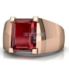 Ruby Emerald Cut Gemstone With 925 Sterling Silver Ring For Men's 96