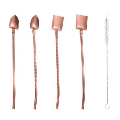 Wartungsfreundliches wiederverwendbares Strohhalmlöffel-Set aus Edelstahl