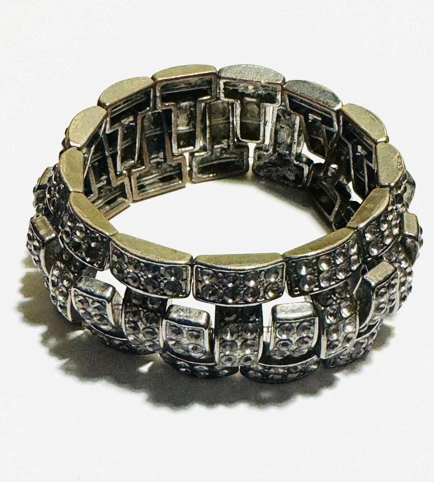 Crystal And Black Metal Statement Stretch Bracelet 8” - Image 3 of 4