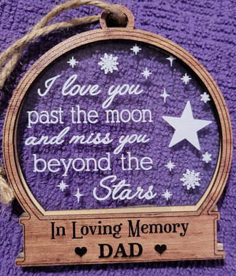 wooden In Loving Memory Dad Merry Christmas ornament (v. nice)