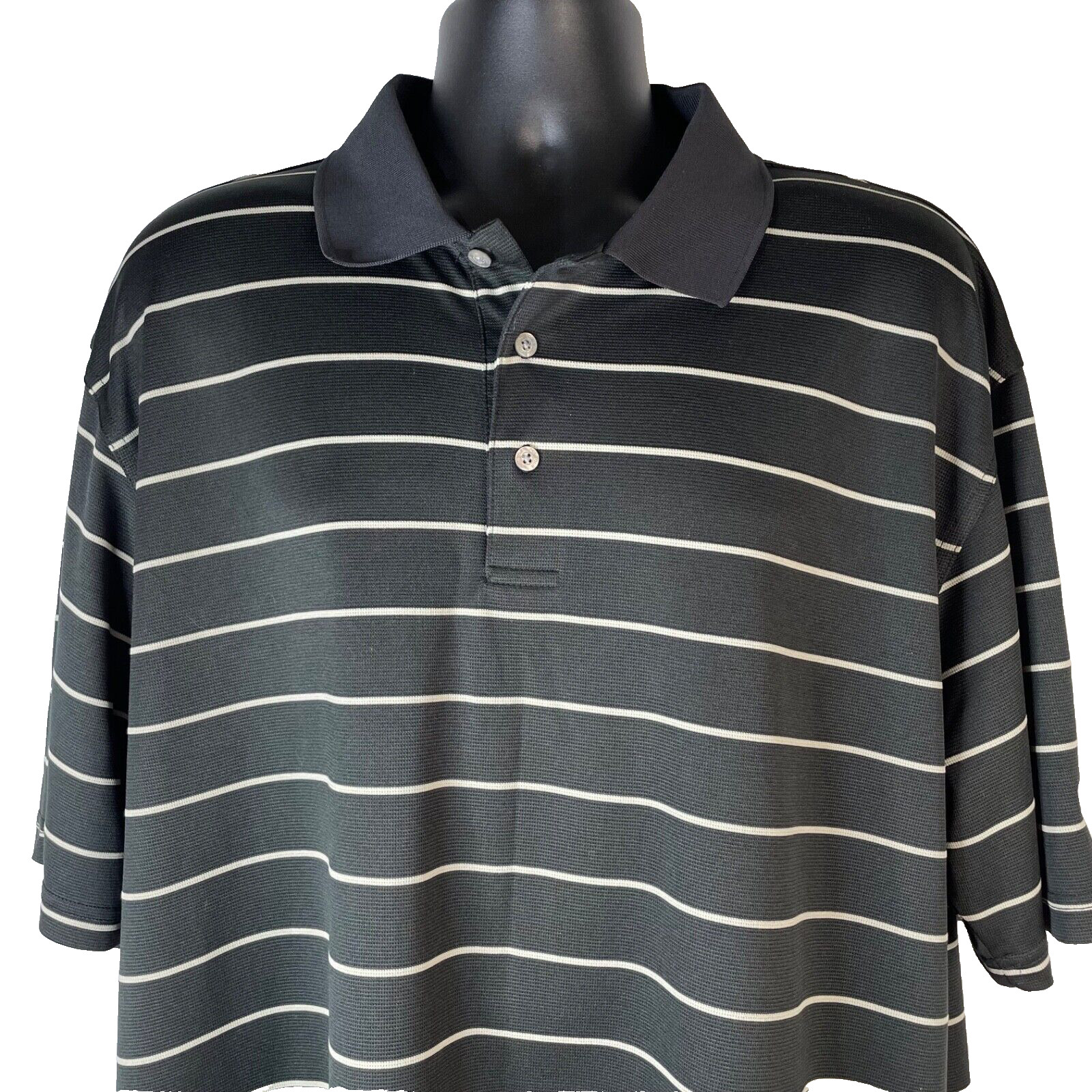PGA Tour Polo Shirt Men 2XL Black Striped Short Sleeve Golf Casual Outdoors NWOT thumbnail 6
