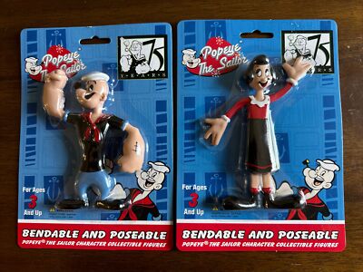 2003 Popeye the Sailor Bendable & Poseable Collectible Figures Popeye, Olive Oyl
