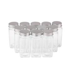 24pcs Spice Jars Square Glass Airtight Spice Bottles Shaker with Lids & Labels