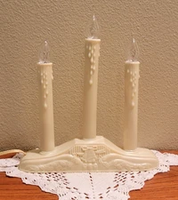 Windowsill Candolier Drip Candle 3 Light Lamp Electric Ivory Vintage