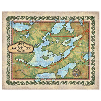 Lake Belle Taine Minnesota Map Art Print Poster Vintage Wall Home Decor & Gift