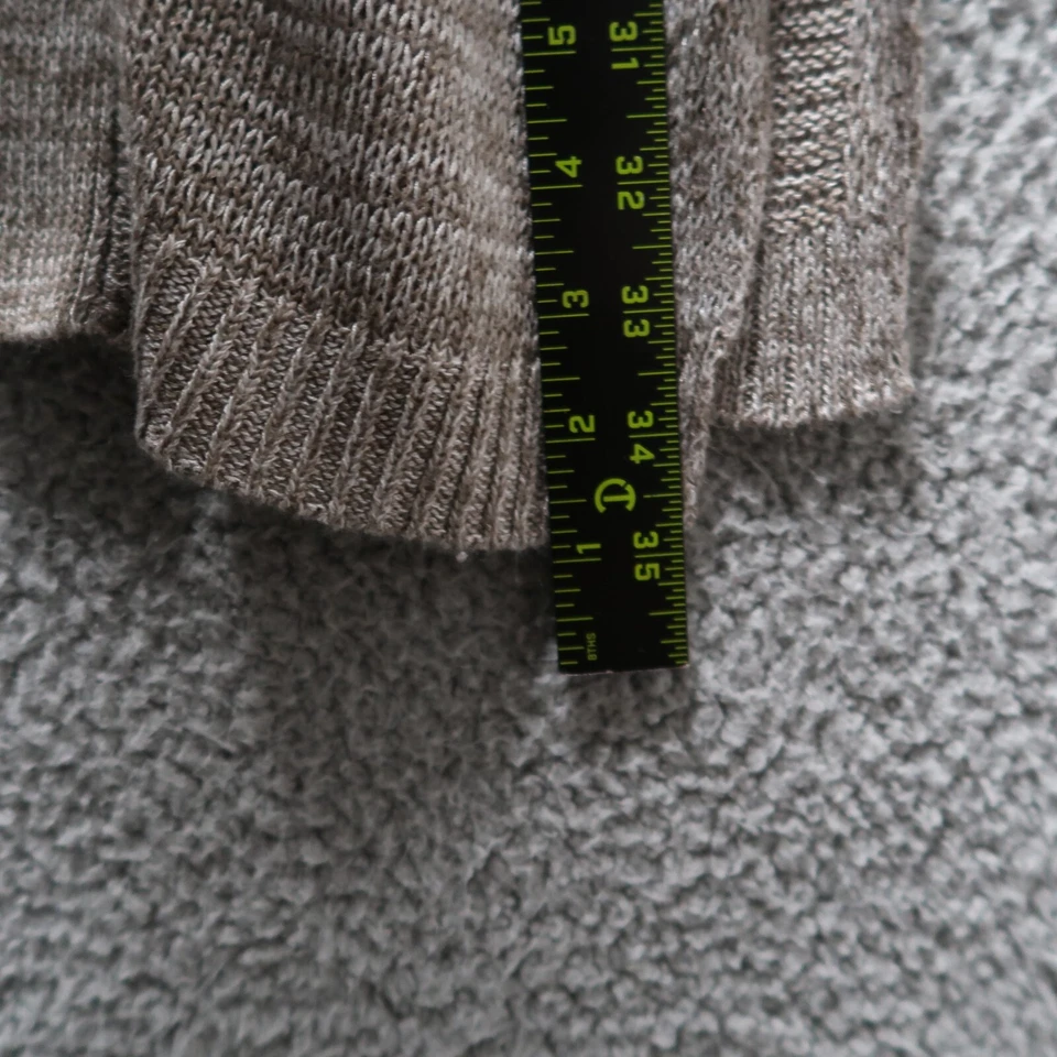 Cardigã feminino de algodão pequeno marrom suéter manga longa - Imagem 4 de 4