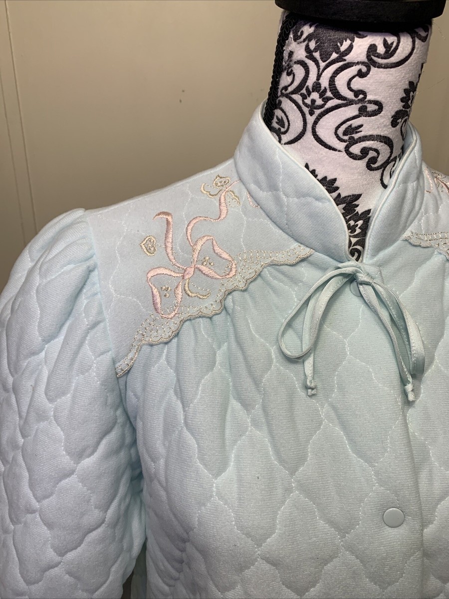 Vintage Miss Elaine Quilted Robe Size Medium Snap Front Puffer
