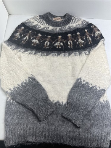 Vintage Rev Wear sweater 100% Alpaca Made In Bolivia M/L Mock Neck Sweater Aztec