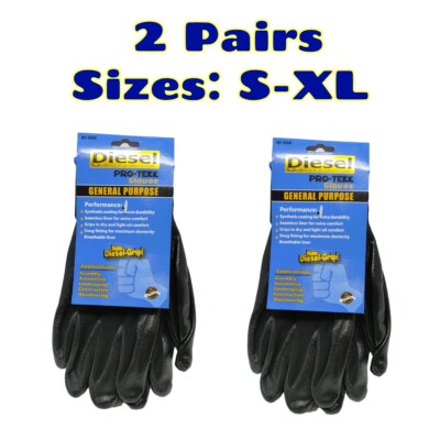 2pk Diesel Protection Pro-Tekk Synthetic PALM COAT SAFETY GLOVES GENERAL PURPOSE