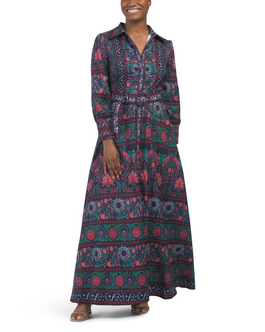 chinese dress ladies DALIA MACPHEE Women's Floral Print Ruffle Square Neck Maxi Dress – Letay  Store main image 1