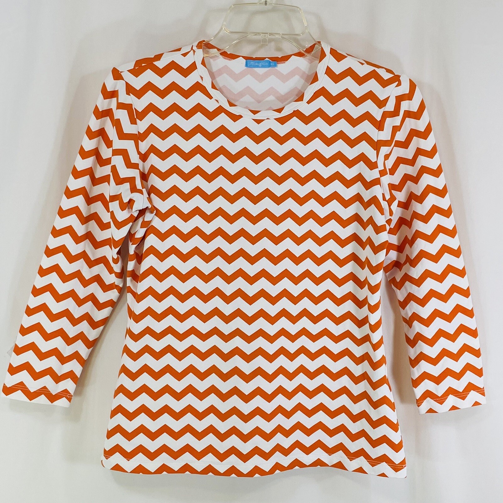 J McLAUGHLIN Orange Zigzag Pattern Top Round Neck… - image 8