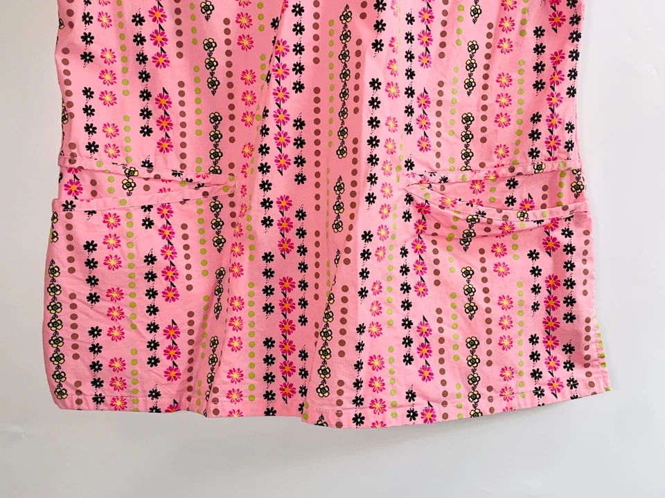 Cherokee Body Medical Scrub Top Medium Women Stretch Pink Zipper & Pockets - Image 4 of 4