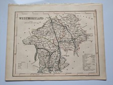Antike Karte von Westmoreland Westmorland England handkoloriert um 1860