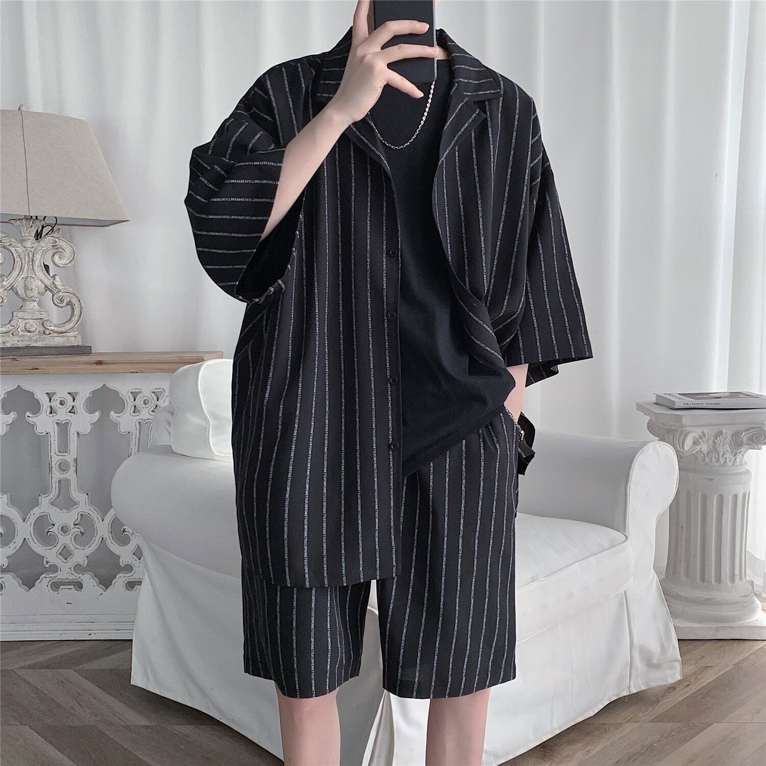 Men's Lightweight Letter Print Short Sleeve Tracksuit Set