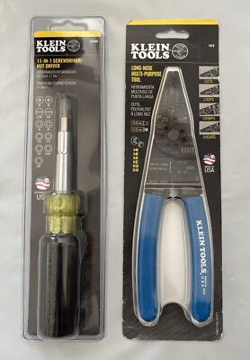 Klein Tools Long Nose Multi-Purpose (1010)  & 11-IN-1 Screwdriver (32500)_Bundle