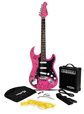 Jaxville Pink Punk ST Style Electric Guitar Pack with Amp