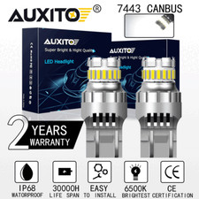 2X 7443 7440 W21W T20 White CANBUS ERROR FREE LED Stop Tail Brake Light Bulbs
