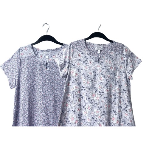 NEW! Carole Hochman Meadow Floral 100% Cotton 2-Pack Sleepshirts - Picture 3 of 11
