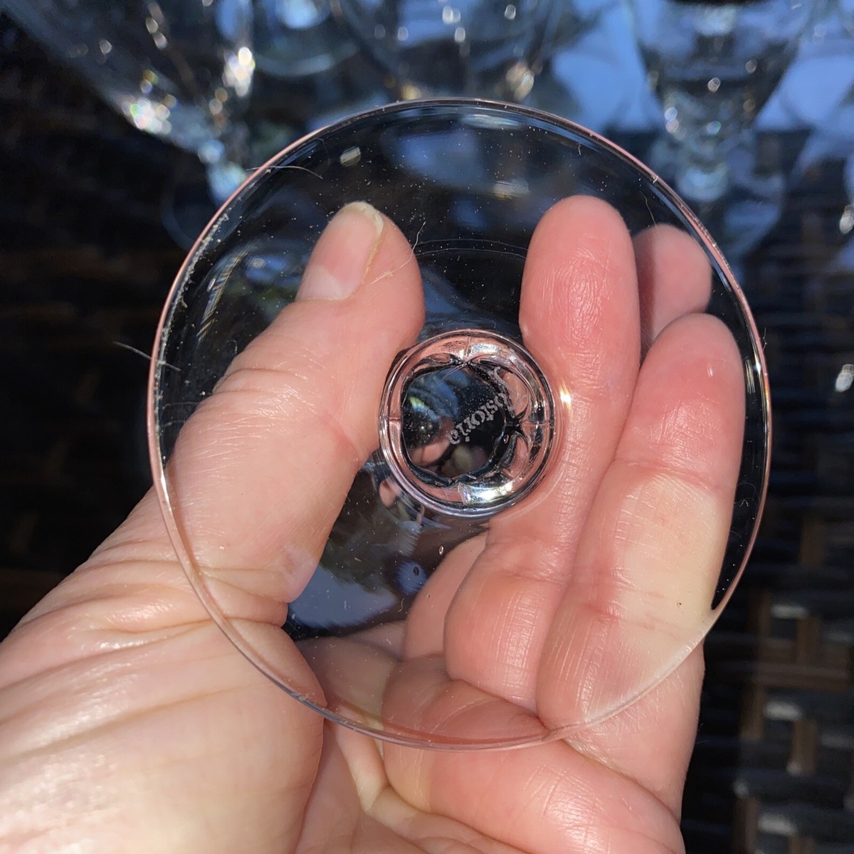 RARE 29 Vtg Fostoria Crystal Stem Glasses Silver Platinum Rim