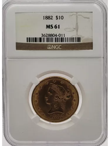 1882 $10 Gold Liberty Eagle Coin NGC MS61