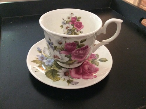 Royal Court Fine Bone China Teacup And Saucer Floral Design