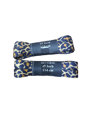 Pair Pack 8mm Flat printed Leopard skin shoelaces shoe strings