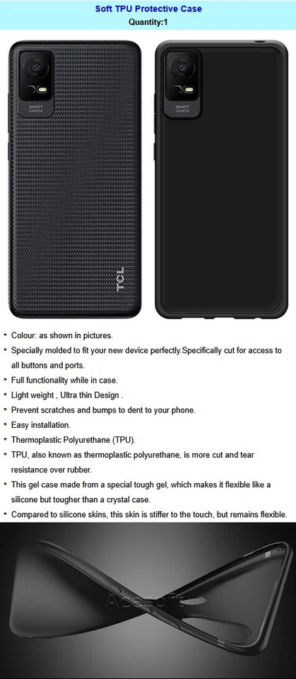 Funda protectora de TPU suave delgada a prueba de polvo resistente para teléfono celular TCL ION X T430W Foto 2 de 3