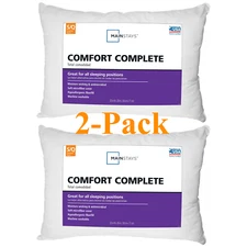 Mainstays Comfort Complete Bed Pillow, Standard/Queen (2 Pack)