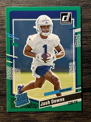 2023 Panini Donruss Football Josh Downs Rated Rookie Green Press Proof Colts RC
