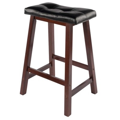 Winsome Mona Stool, 24'', Antique Walnut Walnut/Black 