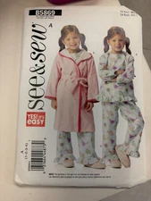 See & Sew 5869 pattern: EASY Toddlers PJs and Robe, Sz Toddler 1-4  UNCUT