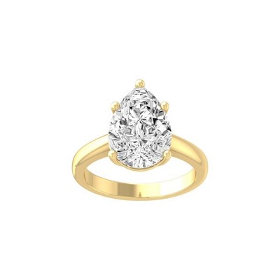 IGI Certified 3 Ct Pear Lab Grown Diamond 14K Yellow Gold Solitaire Ring Size 7